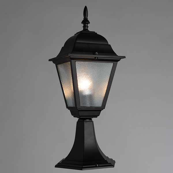 Наземный светильник Arte Lamp Bremen A1014FN-1BK, арматура черная, плафон стекло прозрачное, 17х17 см - фото 1