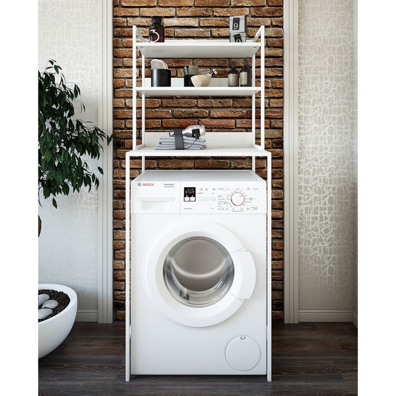 Стеллаж Sanflor 64 над стиральной машиной, цвет белый муар - фото 1