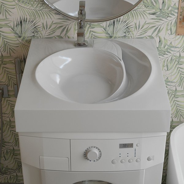 Раковина Stella Polar Киото 60x60 для установки над стиральной машиной, цвет белый