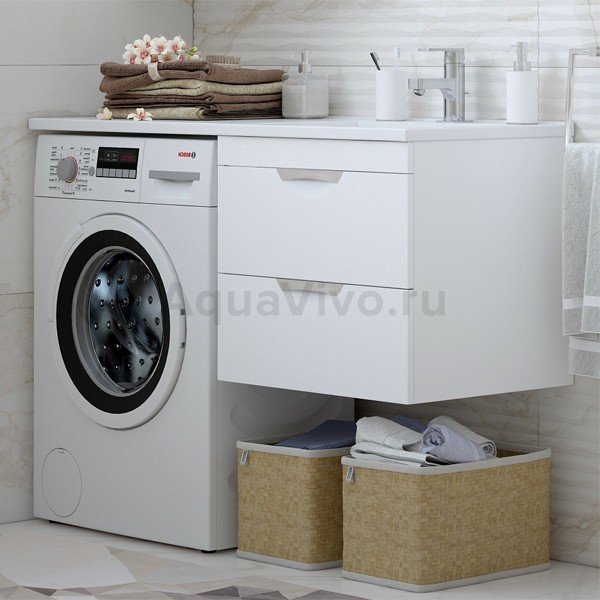 Мебель для ванной Corozo Алиот 120 подвесная, с тумбой 56 см, цвет белый - фото 1