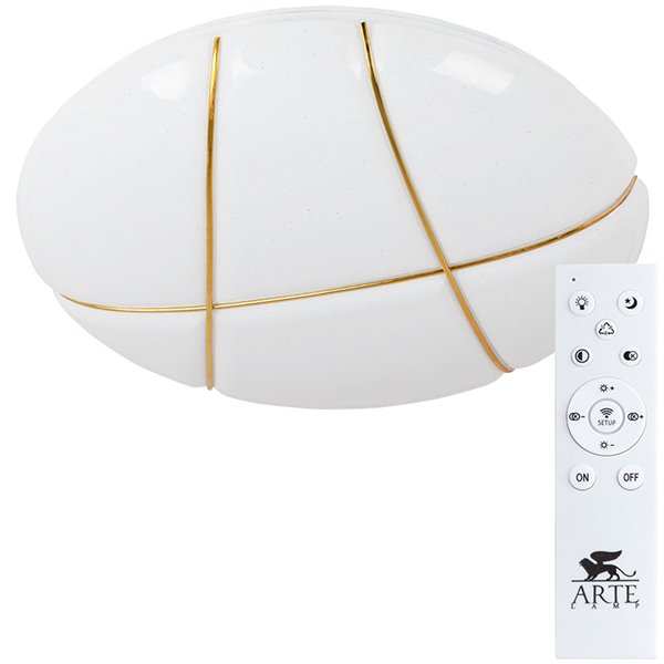 Потолочный светильник Arte Lamp Biscotti A2677PL-72GO, арматура белая, плафон акрил белый / золото, 48х48 см