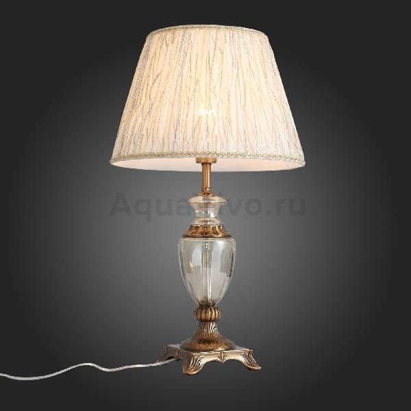 Прикроватная лампа ST Luce Assenza SL966.304.01, арматура металл / стекло, цвет бронза, плафон текстиль, цвет бежевый - фото 1