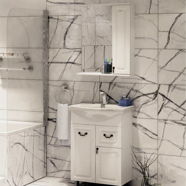 Мебель для ванной Corozo Элегия Ретро 60, с бронзовыми ручками, цвет белый