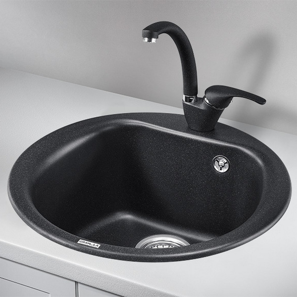 Кухонная мойка Granula GR-5101 BL 50x50, цвет черный - фото 1