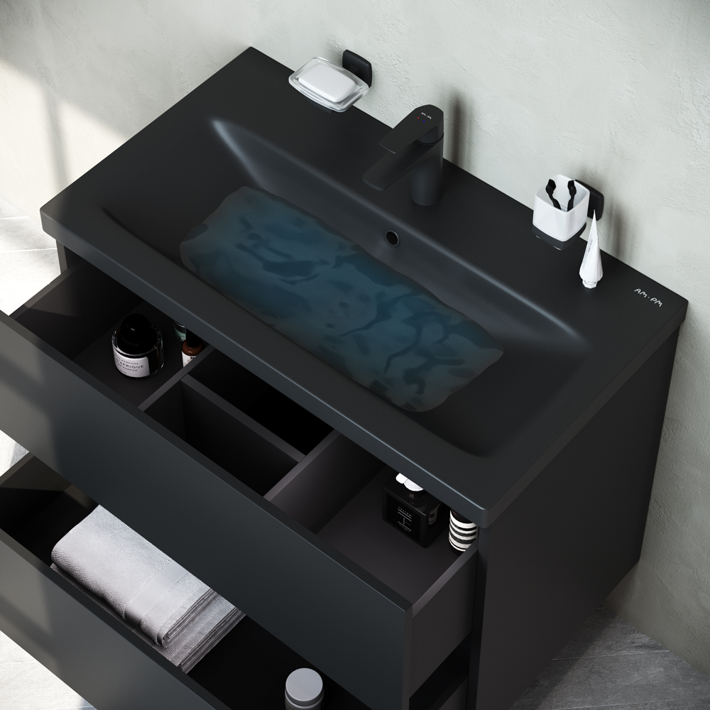 Мебель для ванной AM.PM Gem 75 подвесная, цвет черный матовый