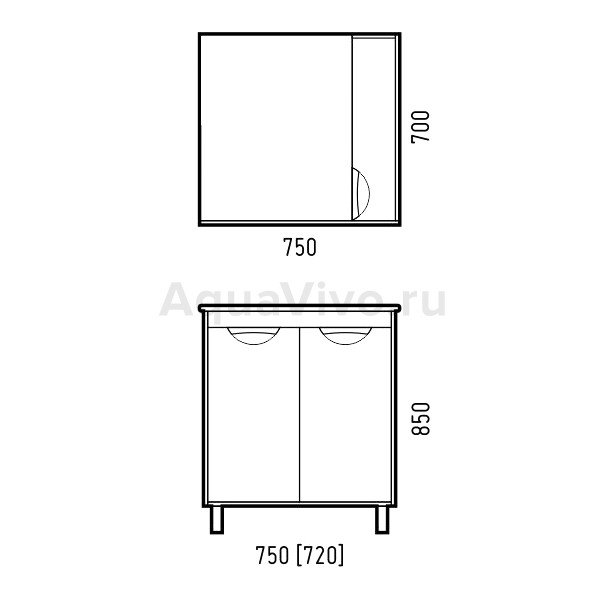 Мебель для ванной Corozo Чикаго 75, цвет белый / бетон - фото 1