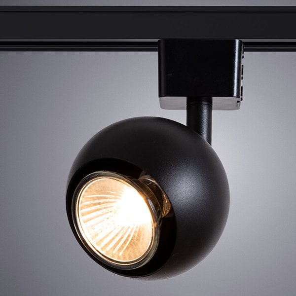 Трековый светильник Arte Lamp Brad A6253PL-1BK, арматура черная, плафон металл черный, 6х8 см