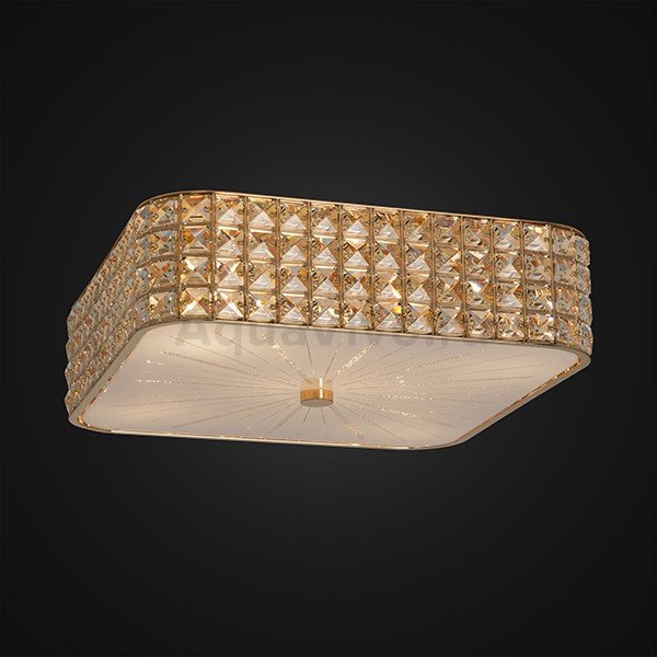 Потолочный светильник Citilux Портал CL324262, арматура золото, плафон стекло / хрусталь прозрачный, 41х41 см - фото 1