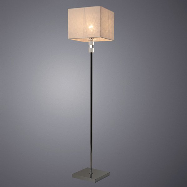 Торшер Arte Lamp North A5896PN-1CC, арматура хром, плафон ткань белая, 30х30 см