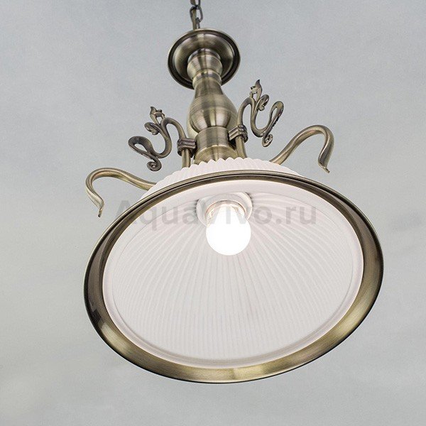 Подвесной светильник Citilux Идальго CL434111, арматура бронза, плафон стекло белый / бронза, 29х29 см - фото 1