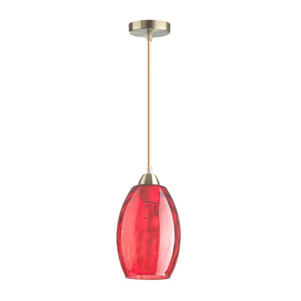 Подвесной светильник Lumion Sapphire 4488/1, арматура бронза, плафон стекло красное