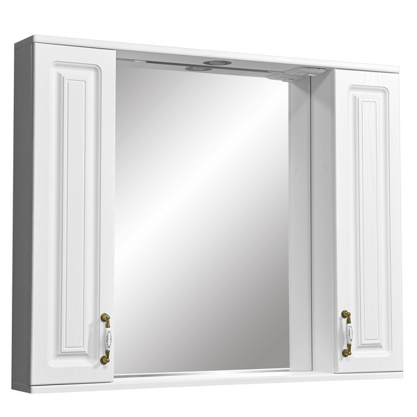 Шкаф-зеркало Stella Polar Кармела 90/С, с подсветкой, цвет ольха белая