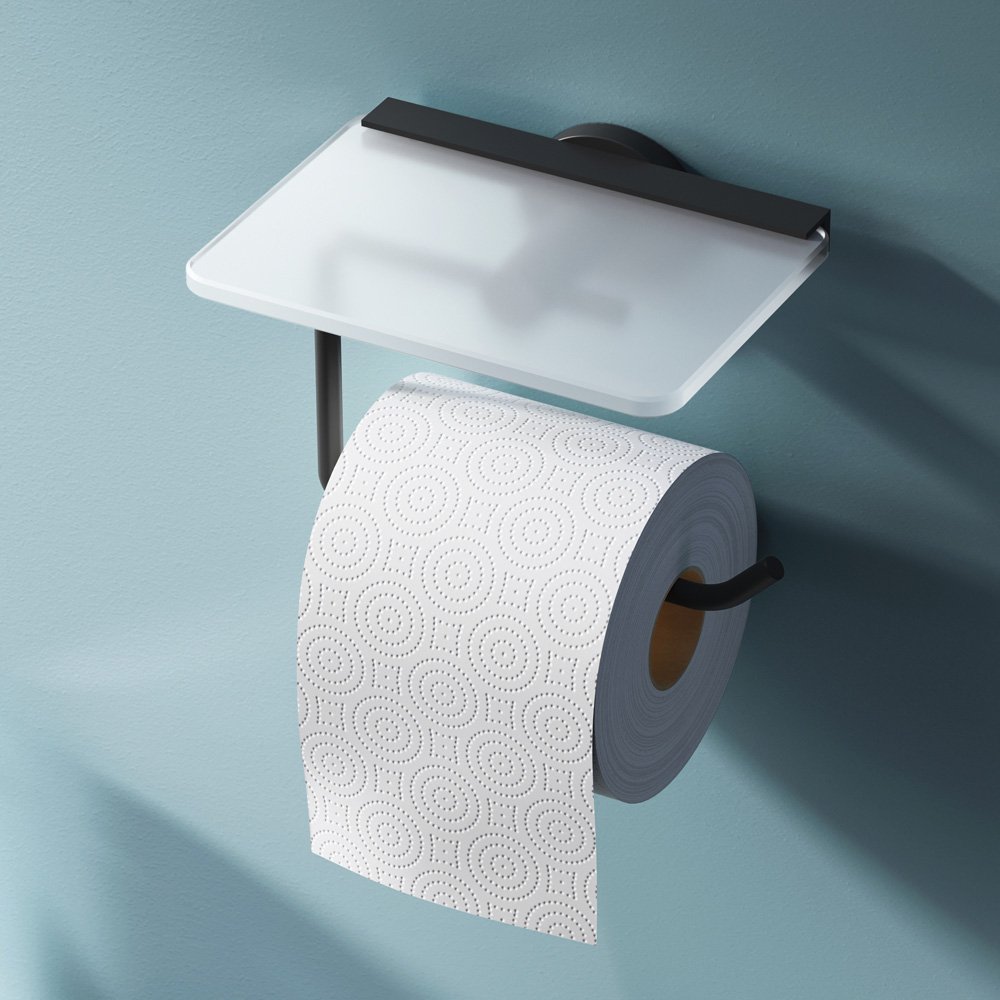 Держатель туалетной бумаги AM.PM X-Joy A85A341522, с полкой, цвет черный - фото 1