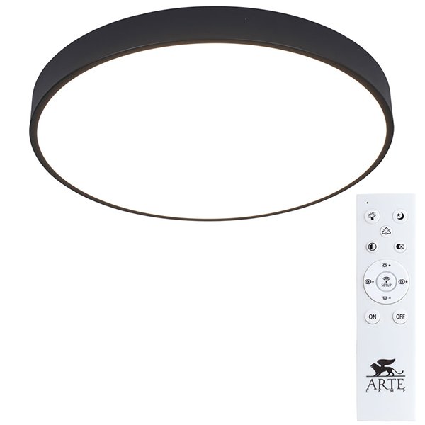 Потолочный светильник Arte Lamp Arena A2672PL-1BK, арматура черная, плафон акрил белый, 50х50 см