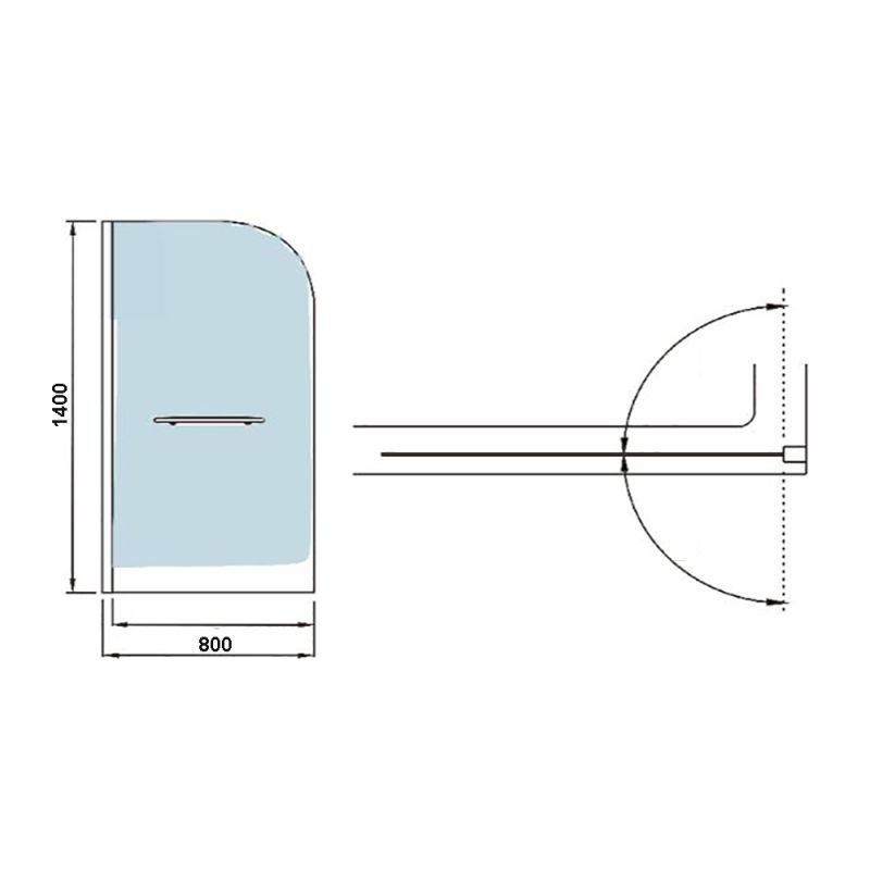 Шторка на ванну Weltwasser WW100 80х140, с полотенцедержателем, стекло прозрачное, профиль хром - фото 1