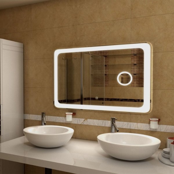Зеркало Art & Max Latina 120x80, с подсветкой и диммером, 3-х кратным увеличением справа