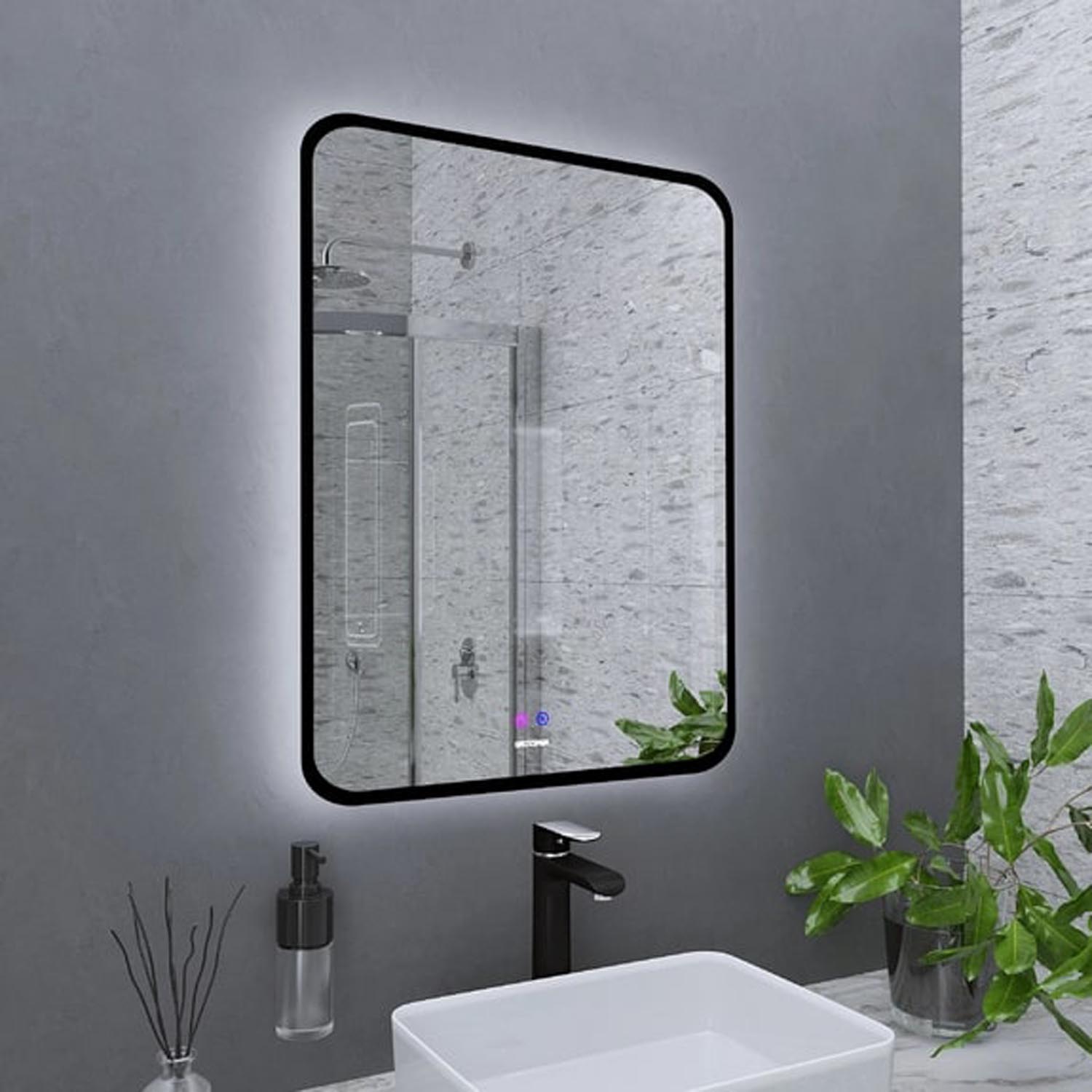 Зеркало Grossman Elegans Norma Black 60x80, с подсветкой, диммером и функцией антизапотевания, цвет черный