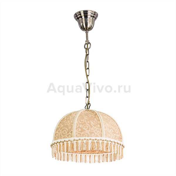 Подвесной светильник Citilux Базель CL407115, арматура бронза, плафон ткань коричневая, 31х31 см