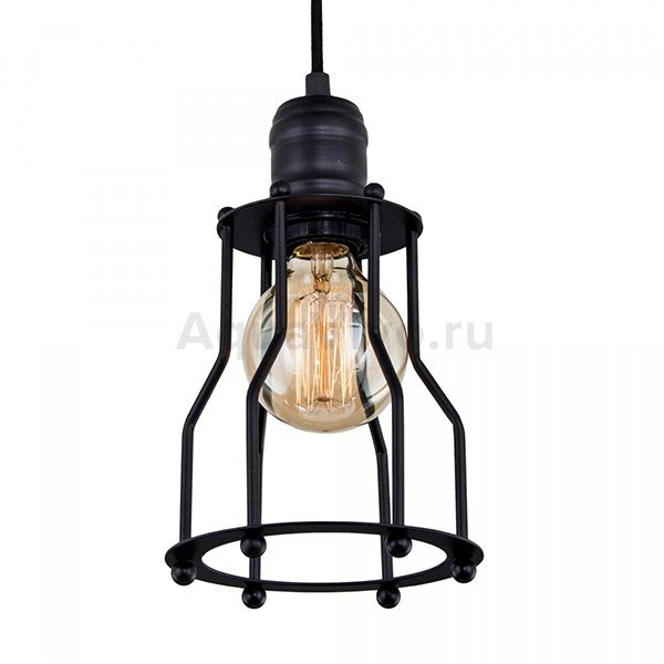 Подвесной светильник Citilux Эдисон CL450201, арматура черная, плафон металл черный, 15х15 см - фото 1