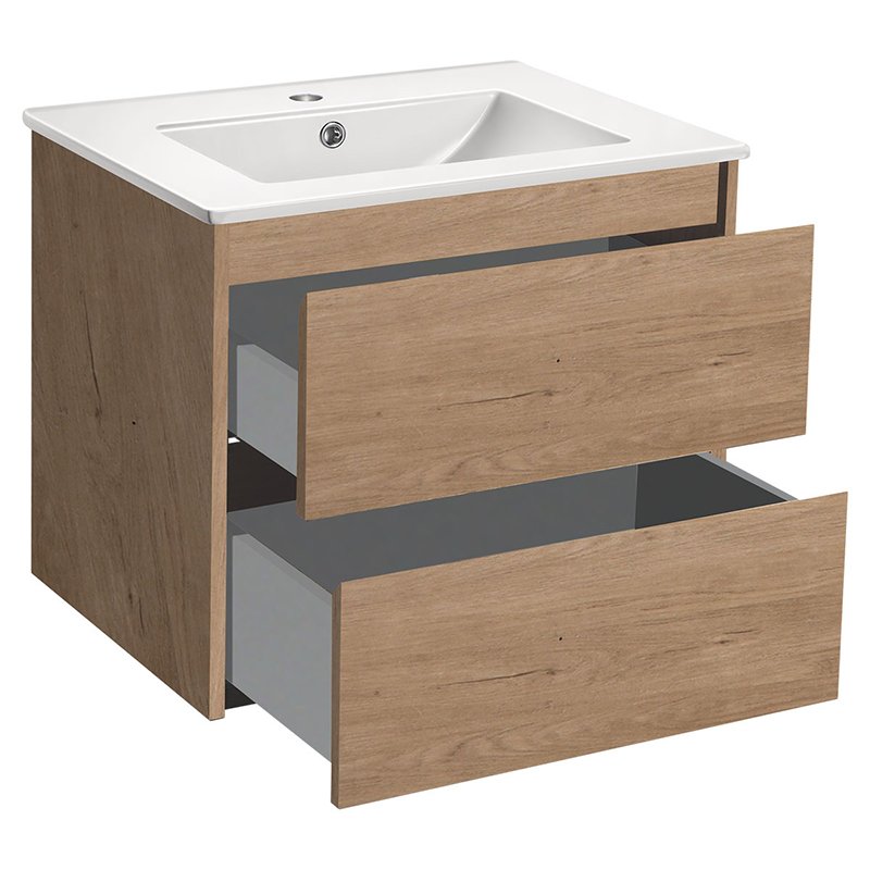 Мебель для ванной Vincea Gio 60, с 2 ящиками, цвет натуральный дуб