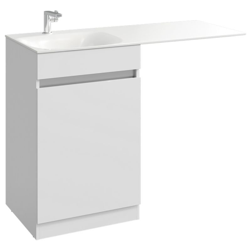 Мебель для ванной Aqwella Forma 54, под левую раковину, с бельевой корзиной, цвет белый