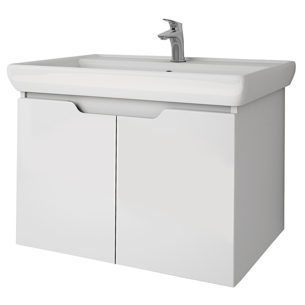 Мебель для ванной Dreja Q (D) 70, с 2 дверцами, цвет белый глянец - фото 1