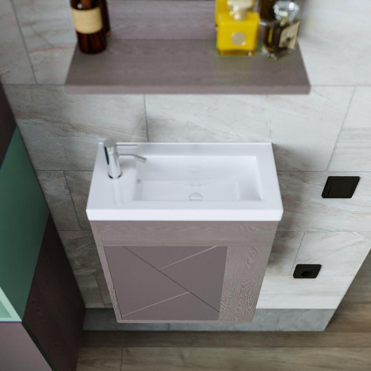 Мебель для ванной Бриклаер Кристалл Софт 40, цвет графит / ясень анкор темный - фото 1