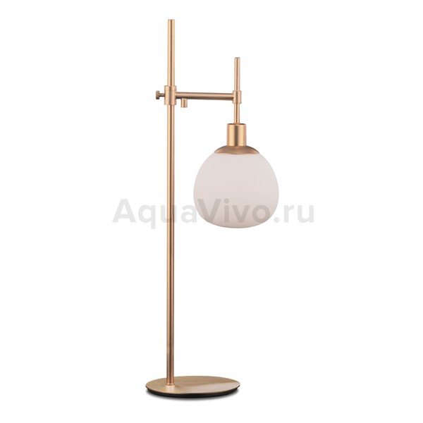 Интерьерная настольная лампа Maytoni Erich MOD221-TL-01-G, арматура золото, плафон стекло белое, 17х65 см