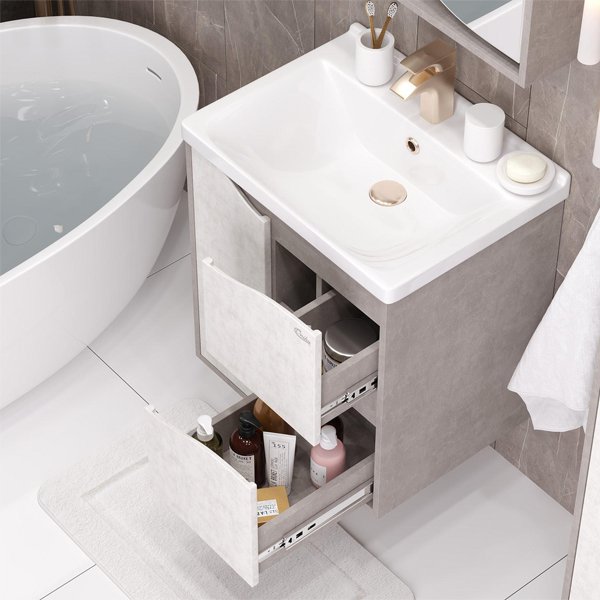 Мебель для ванной Оника Брендон 60.13, цвет камень светлый / бетон крем
