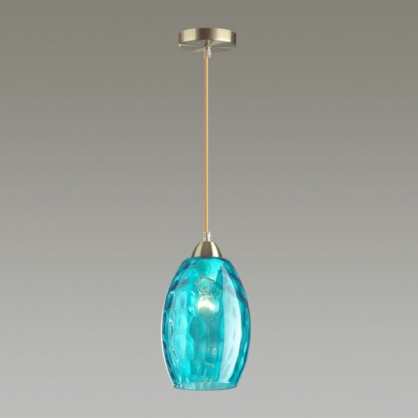Подвесной светильник Lumion Sapphire 4490/1, арматура бронза, плафон стекло голубое - фото 1