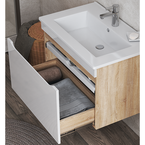 Мебель для ванной Vigo Grani 75, 1 ящик, цвет белый / дуб сонома - фото 1