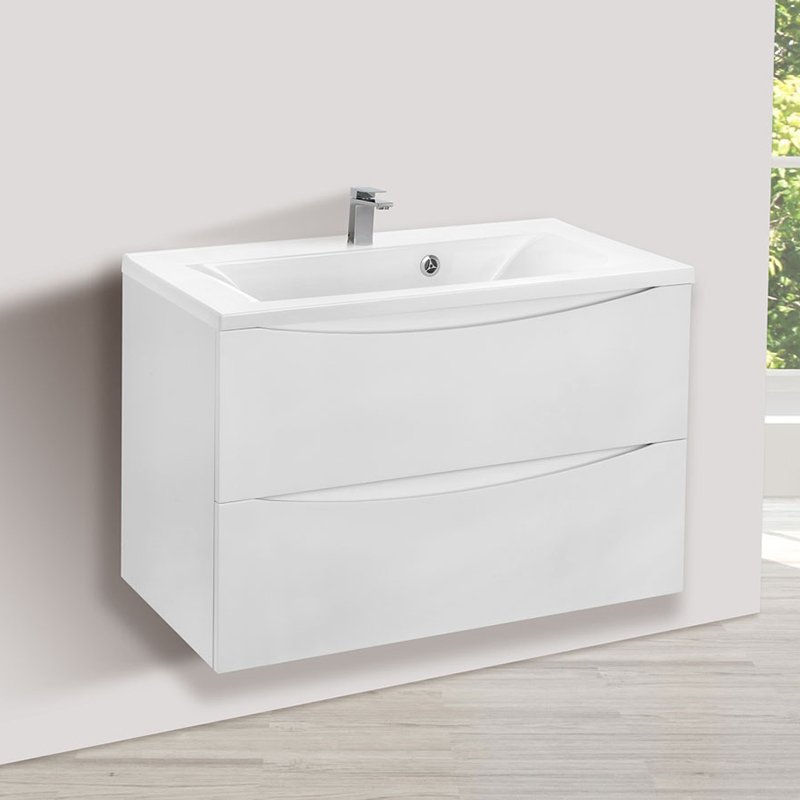 Мебель для ванной Vincea Mia 80, под раковину из искусственного камня, цвет белый глянец - фото 1