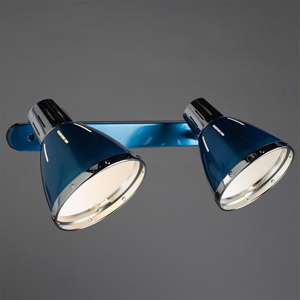 Спот Arte Lamp Marted A2215AP-2BL, арматура хром / синяя, плафоны металл синий / хром, 40х15 см - фото 1