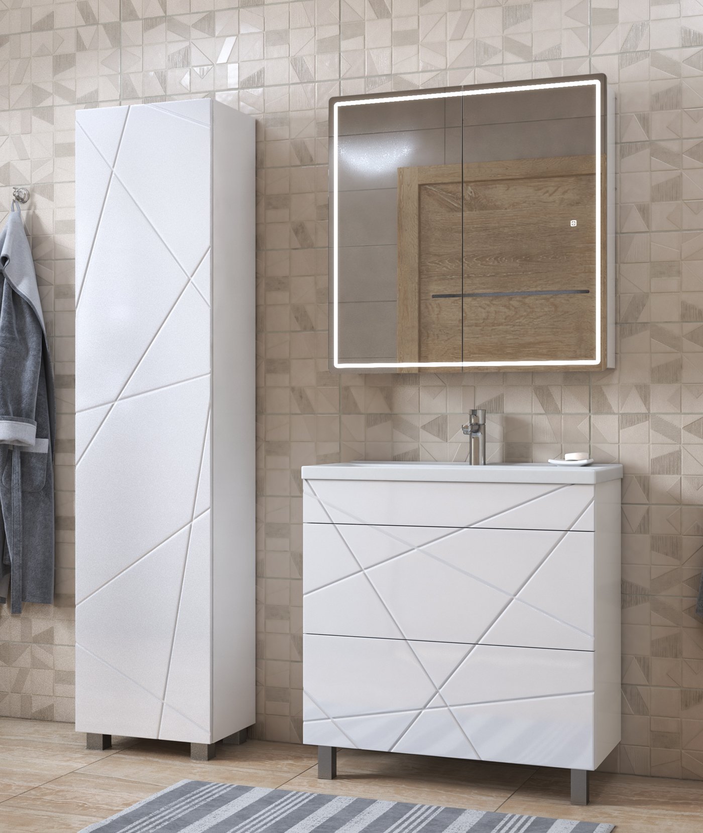 Мебель для ванной Vigo Geometry-2 70, цвет белый