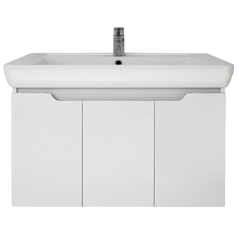 Мебель для ванной Dreja Q (D) 80, с 3 дверцами, цвет белый глянец - фото 1