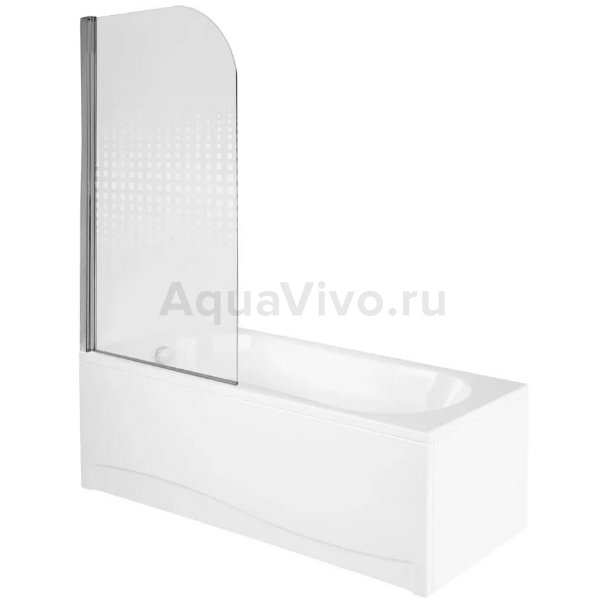 Шторка на ванну Parly F04 75, стекло прозрачное с дизайнерским рисунком, профиль хром