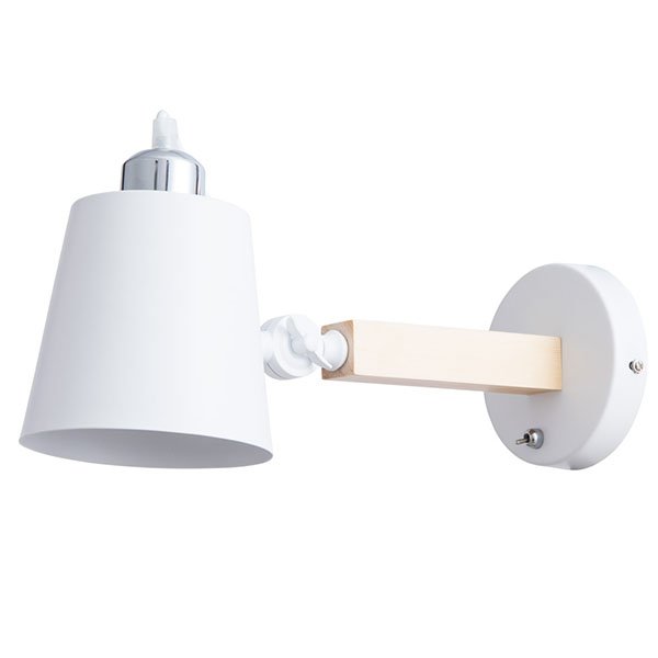 Бра Arte Lamp Oscar A7141AP-1WH, арматура белый / бежевый, плафон металл белый, 13х23 см