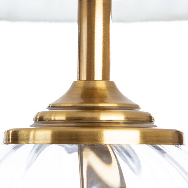 Интерьерная настольная лампа Arte Lamp Baymont A5017LT-1PB, арматура прозрачная / медь, плафон ткань белая, 38х38 см - фото 1