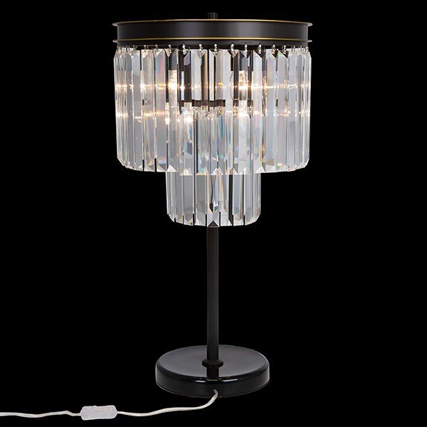 Интерьерная настольная лампа Citilux Мартин CL332861, арматура венге, плафон хрусталь прозрачный, 36х36 см - фото 1