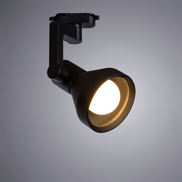 Трековый светильник Arte Lamp Nido A5108PL-1BK, арматура черная, плафон металл черный, 12х15 см