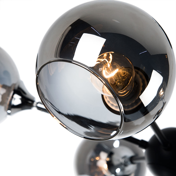 Подвесная люстра Arte Lamp Lagos A2708PL-5BK, арматура черная, плафоны стекло дымчатое, 75х75 см