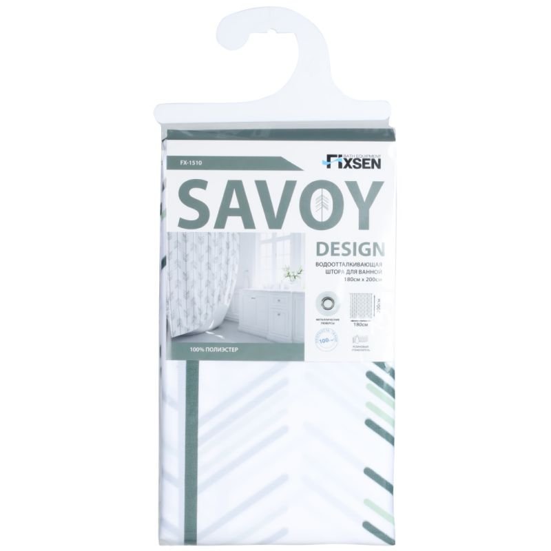 Штора для ванной Fixsen Savoy FX-1510, 180x200, цвет серый / белый
