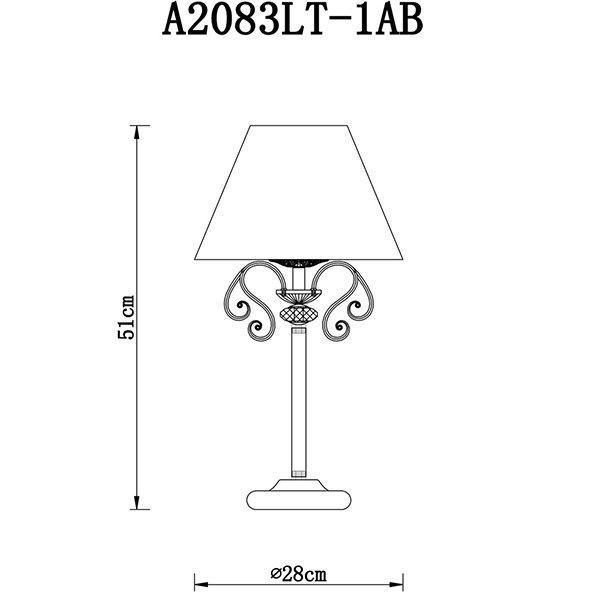 Интерьерная настольная лампа Arte Lamp Charm A2083LT-1AB, арматура бронза / прозрачная, плафон ткань бежевая, 28х28 см