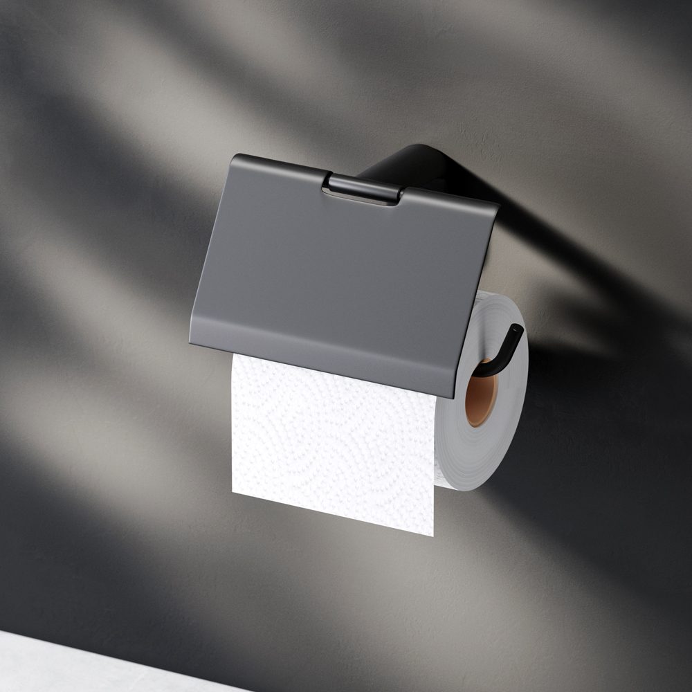 Держатель туалетной бумаги AM.PM X-Joy A84341422, с крышкой, цвет черный