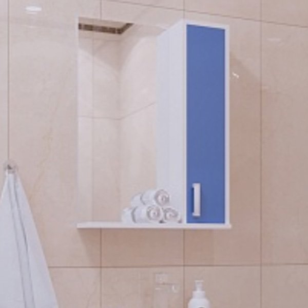 Шкаф-зеркало Corozo Колор 50, правый, цвет белый / синий - фото 1