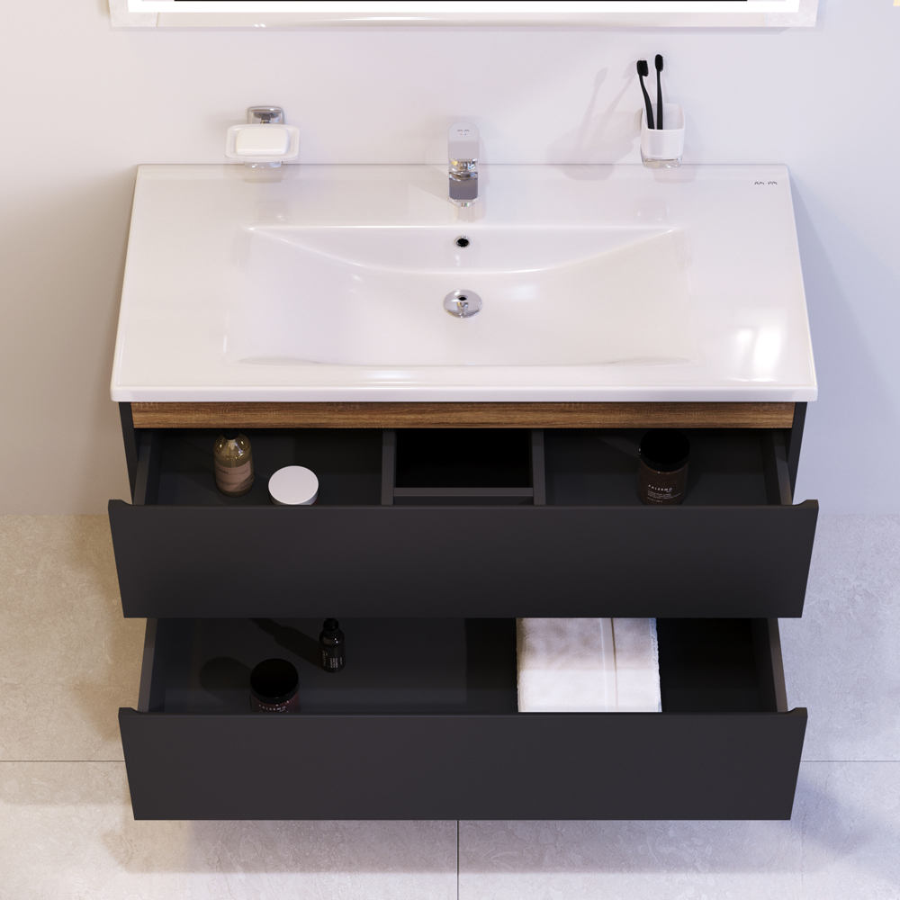 Мебель для ванной AM.PM X-Joy 100 подвесная, цвет черный матовый - фото 1