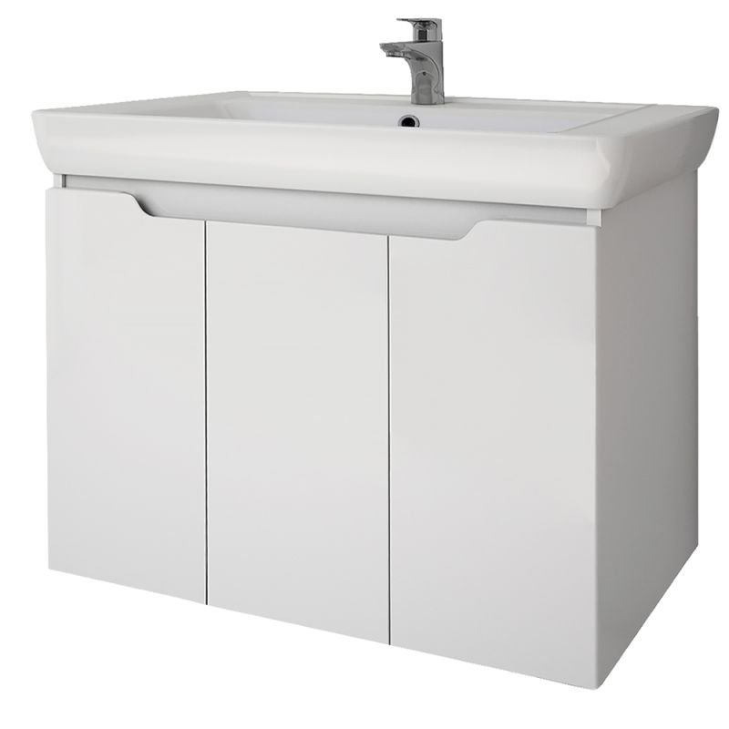 Мебель для ванной Dreja Q Plus (D) 80, с 3 дверцами, с опорами, цвет белый глянец - фото 1