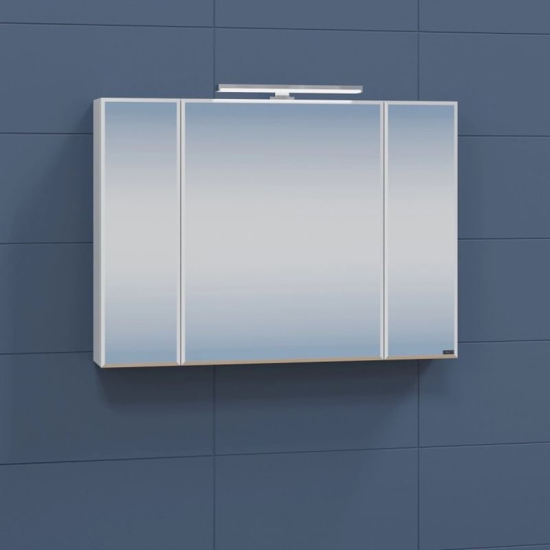 Шкаф-зеркало Санта Стандарт 100, с подсветкой, цвет белый