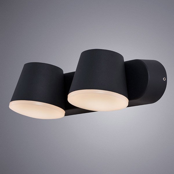 Настенный светильник Arte Lamp Chico A2212AL-2BK, арматура черный, плафоны металл / акрил белый / черный, 26х12 см
