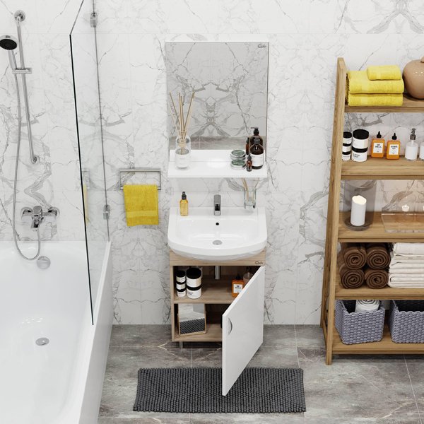 Мебель для ванной Оника Эко 52, цвет белый / дуб сонома